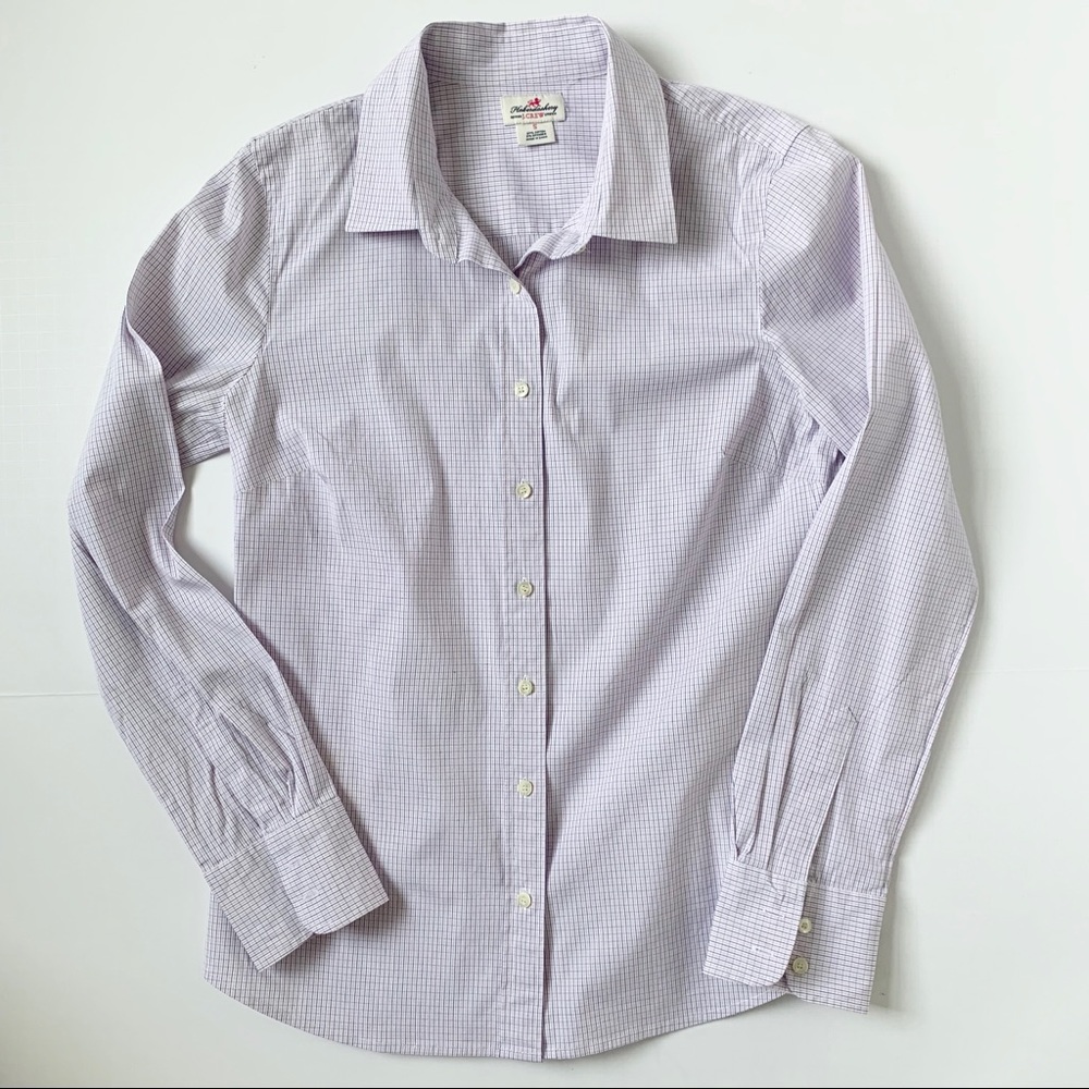 J. Crew Blue Pink White Plaid  Collar Shirt Small